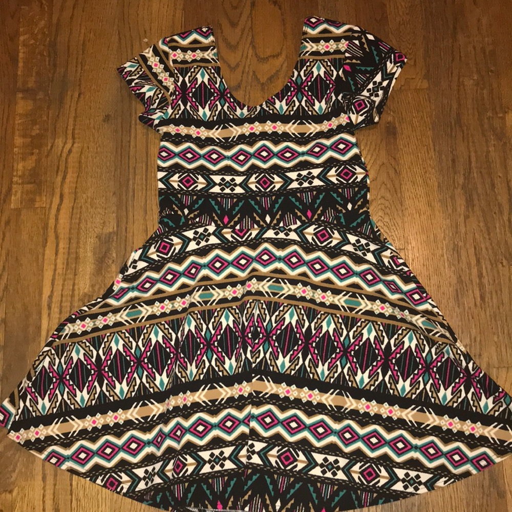 Aztec printed fit and flare dress
